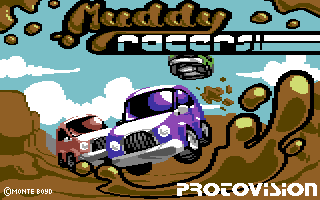 Title screen of Muddy Racers for C64