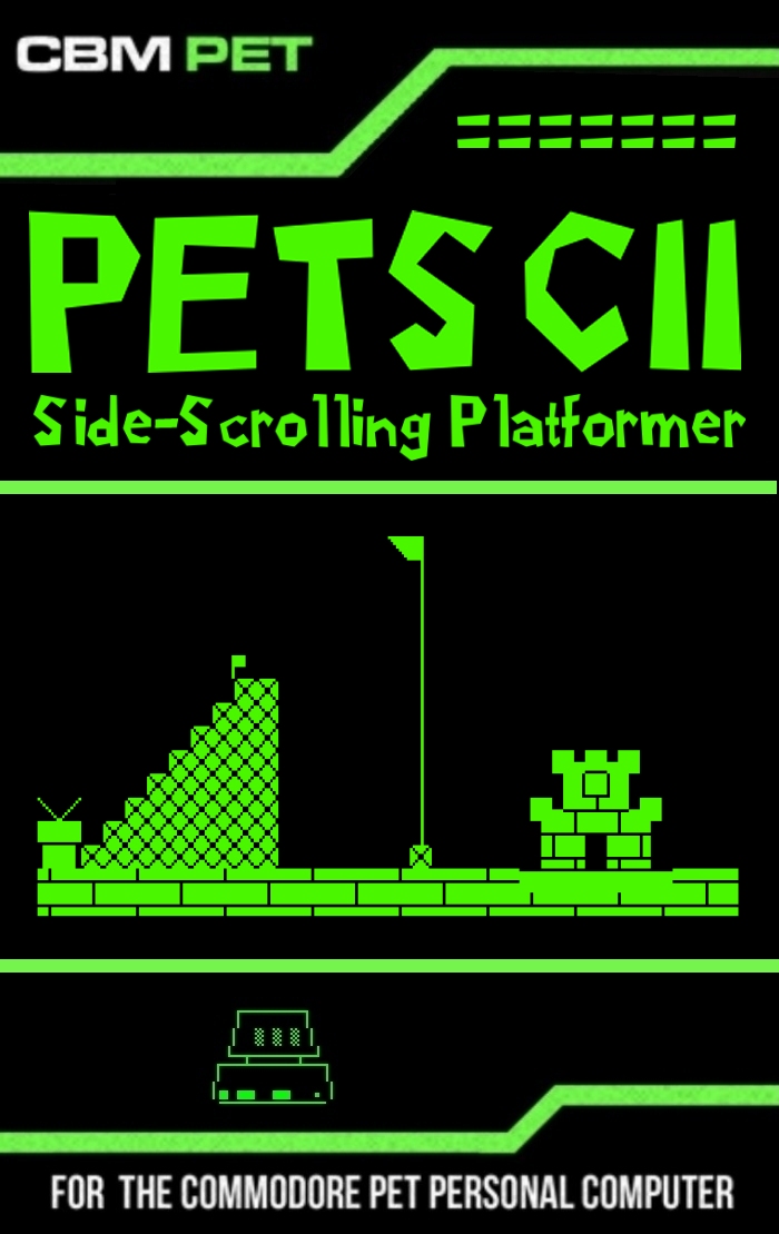 PETSCII Side-Scrolling Platformer cover, including the header with name and a small game preview