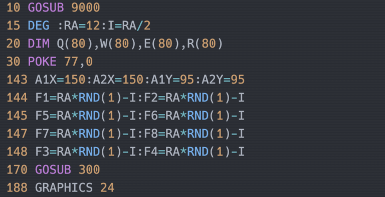 fragment of source code of the Crystals program for Atari